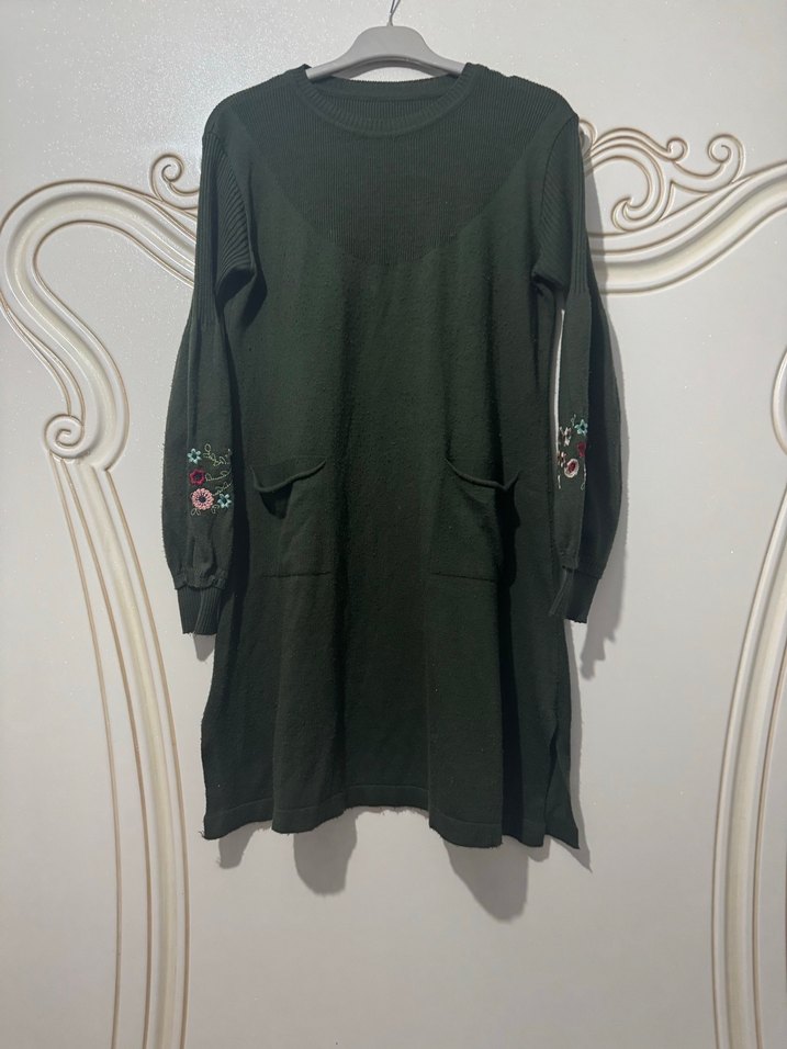 Nakışlı Uzun Kollu Salaş Triko Kazak - Görsel 3