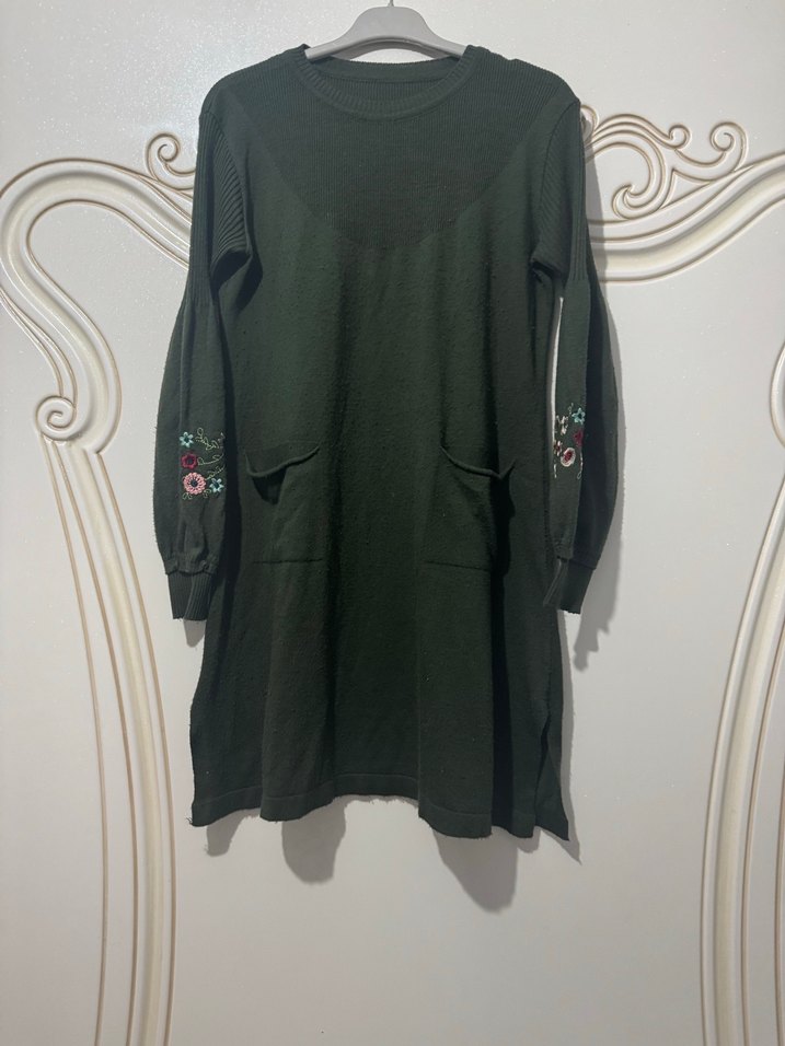 Nakışlı Uzun Kollu Salaş Triko Kazak - Görsel 4