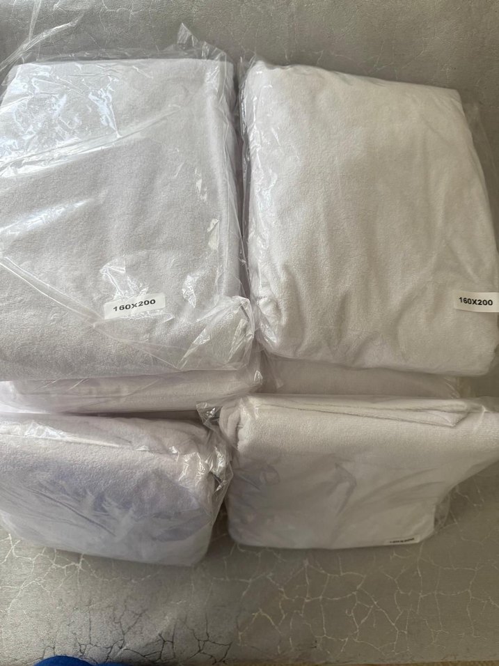 Beyaz Gri Yatak Koruyucu 160x200 cm - Görsel 5