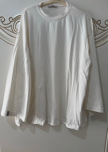 Beyaz Drapeli Kadın Sweatshirt - Görsel 2