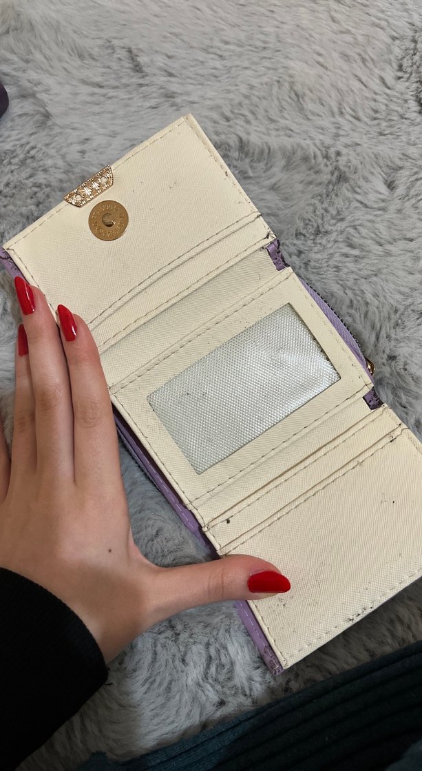 Mor Deri Fermuarlı Kadın Cüzdanı - Görsel 5