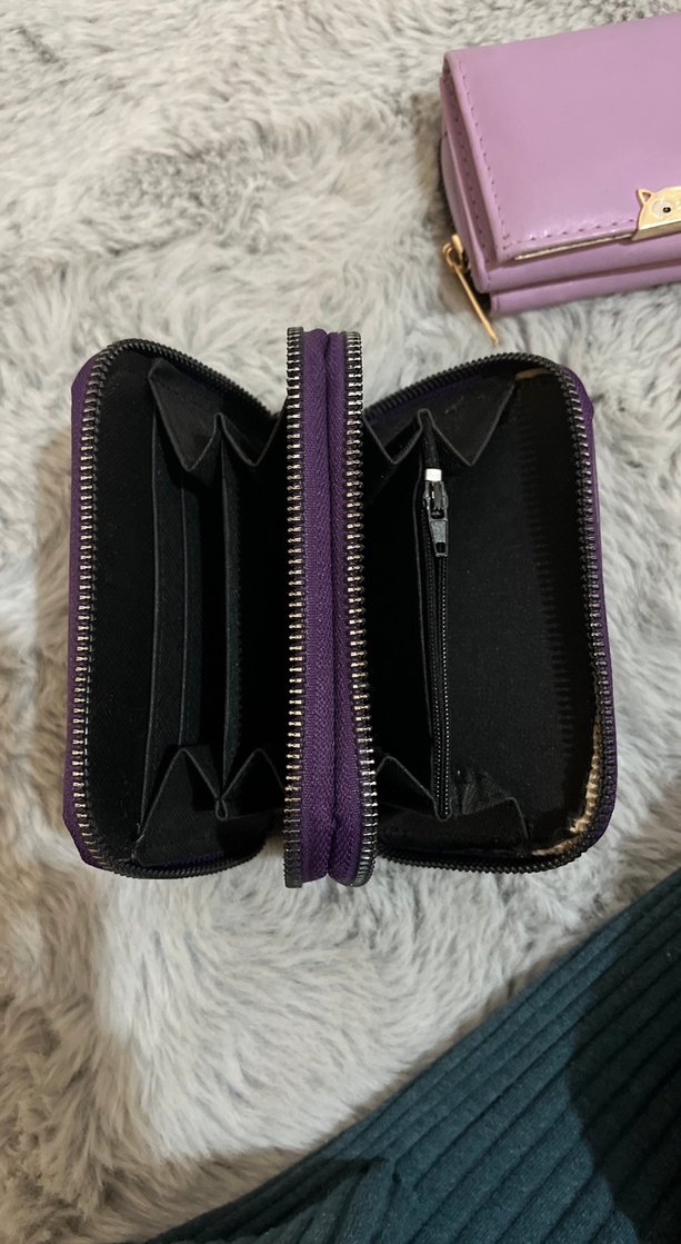 Mor Deri Fermuarlı Kadın Cüzdanı - Görsel 2