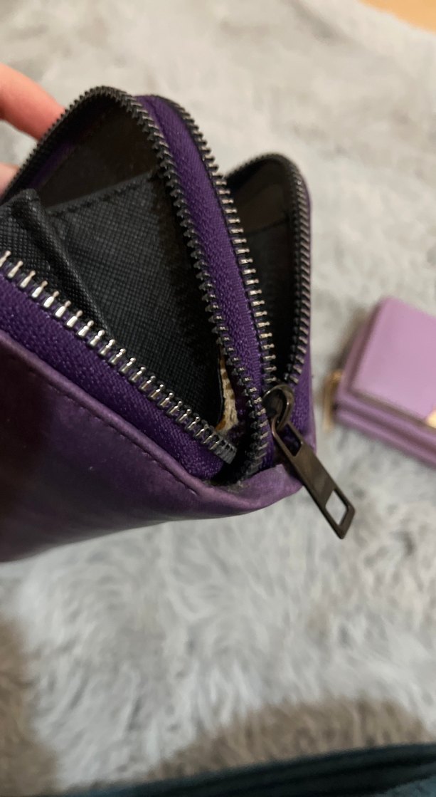Mor Deri Fermuarlı Kadın Cüzdanı - Görsel 3