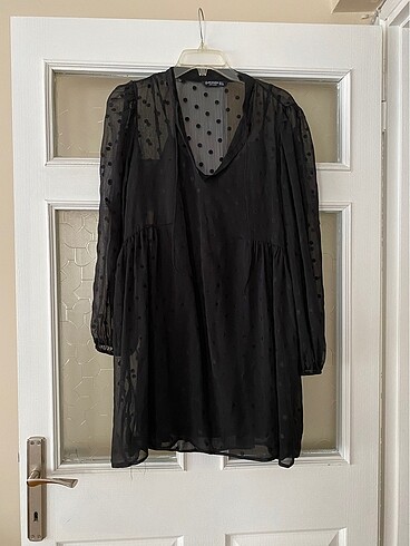 Stradivarius Stradivarius Polka Dot Puantiye Elbise Vintage Tül Şifon