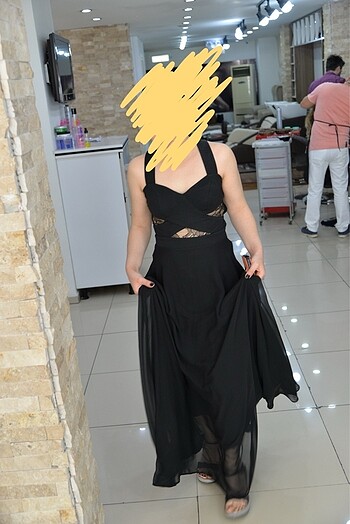 s Beden siyah Renk Trendyol Milla Dantel Detaylı Abiye Elbise Mezuniyet