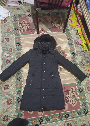 Siyah Kadın Uzun Kışlık Mont Kürklü Kapüşonlu - Görsel 3