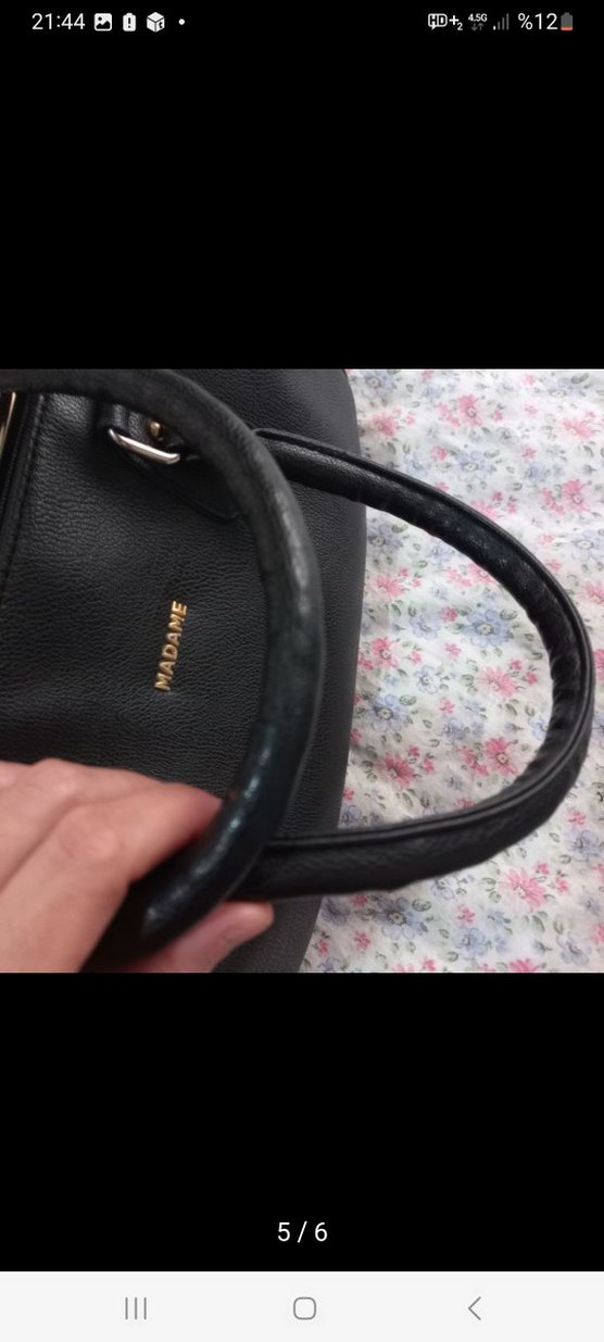 Siyah Deri Kadın El Çantası - Modern Klasik - Görsel 5