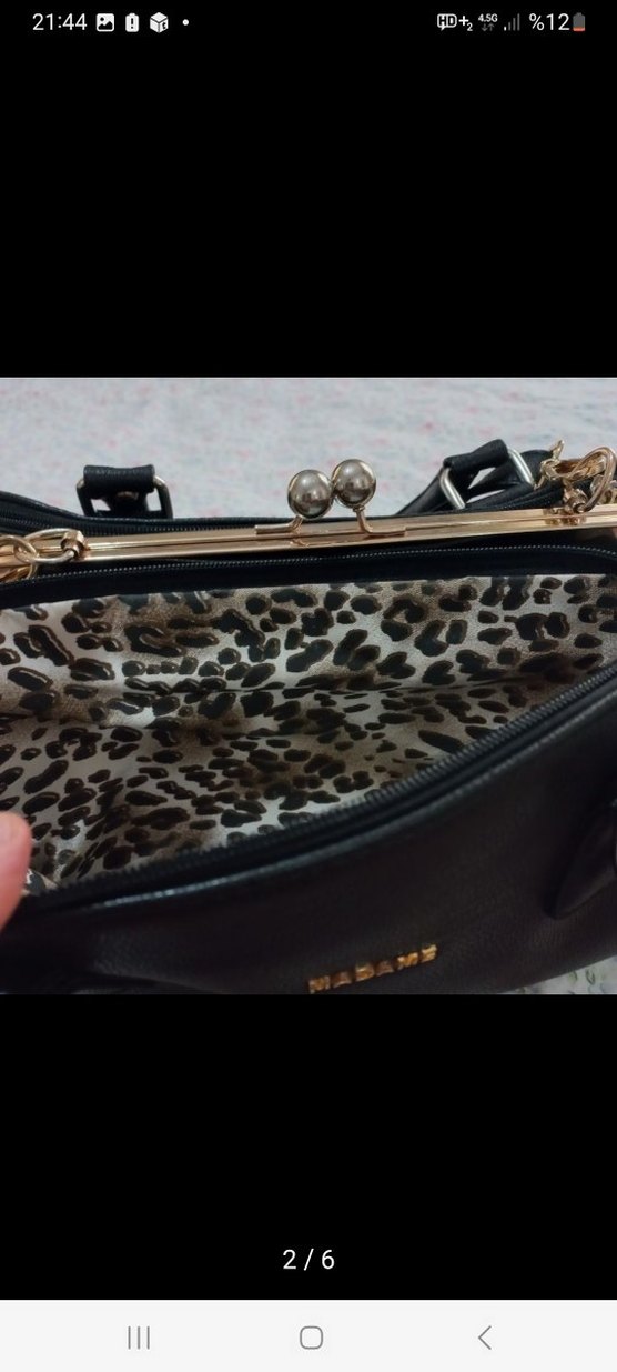 Siyah Deri Kadın El Çantası - Modern Klasik - Görsel 2