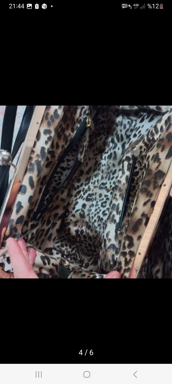 Siyah Deri Kadın El Çantası - Modern Klasik - Görsel 4