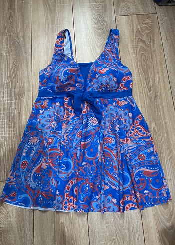 Renkli Bağlamalı Bohem elbise  Mayo XL beden - Görsel 4