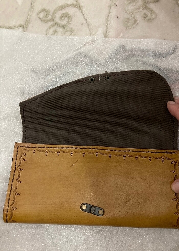 Bayan deri cüzdan tamamı el işi sıfır ürün - Görsel 3