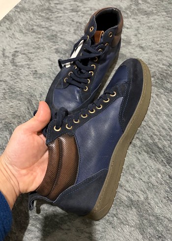 Lacivert Erkek Hakiki Deri Spor Ayakkabı - Görsel 3