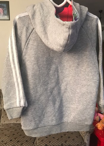 Adidas ADİDAS Orjinal - 18/24 Ay Erkek Çocuk Gri Kapüşonlu Sweatshirt