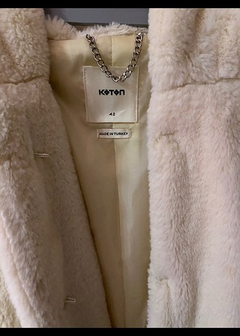 Beyaz Peluş Kadın Kışlık Mont - Görsel 2