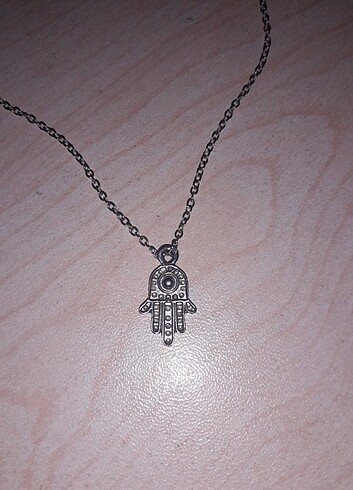 Beden gri Renk Hamsa El Kolye Vintage