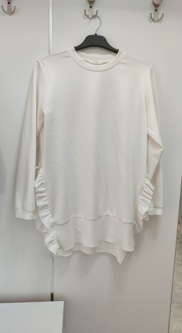 Beyaz Kadın Uzun Kollu Fırfırlı Bluz touche marka - Görsel 2