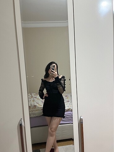 38 Beden Siyah tül elbise milla