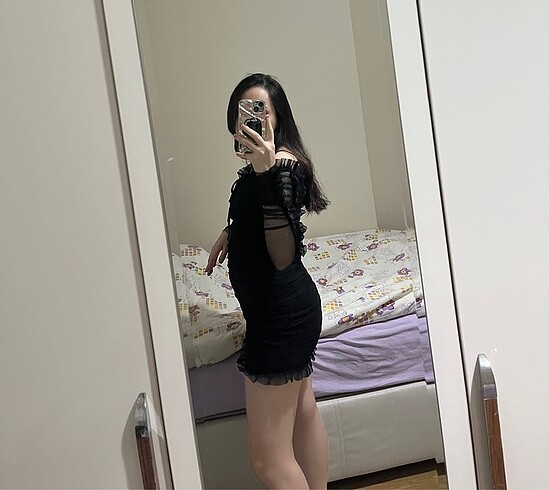 38 Beden siyah Renk Siyah tül elbise milla