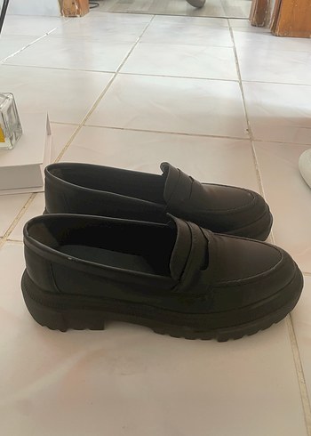 Siyah Platform Topuklu Kadın Loafer
