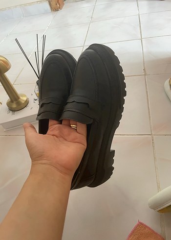 39 Beden Siyah Platform Topuklu Kadın Loafer