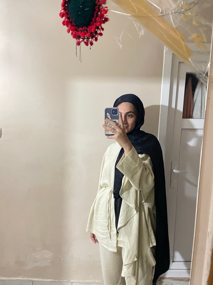 Kadın Keten açık yeşil Salaş Midi Takım - Görsel 2