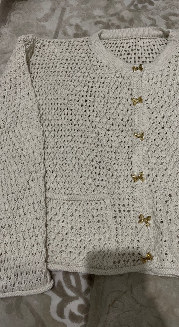 Kadın Bohem Nakışlı Beyaz Örgü Hırka - Görsel 2