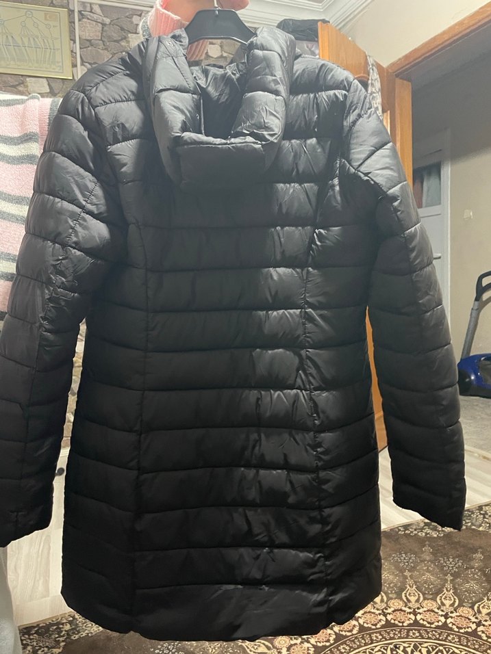 Siyah Fermuarlı Kadın Midi Kışlık Mont - Görsel 2