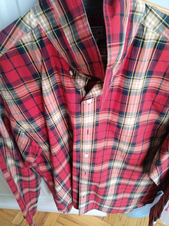 Kırmızı Kareli Uzun Kollu Erkek Gömlek - Görsel 2