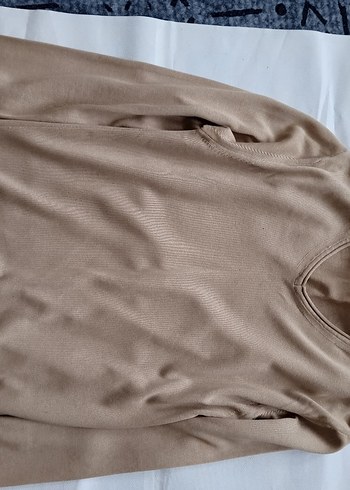 Bej V Yakalı Uzun Kollu  Kazak - Görsel 3