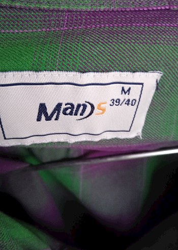 Erkek Mor-Yeşil Batik Desenli Düğmeli Gömlek - Görsel 4