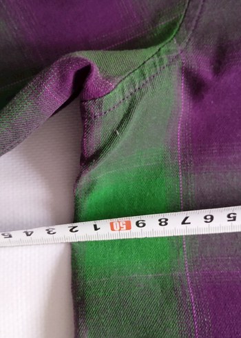 Erkek Mor-Yeşil Batik Desenli Düğmeli Gömlek - Görsel 5