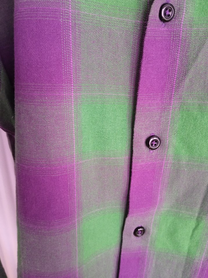 Erkek Mor-Yeşil Batik Desenli Düğmeli Gömlek - Görsel 2