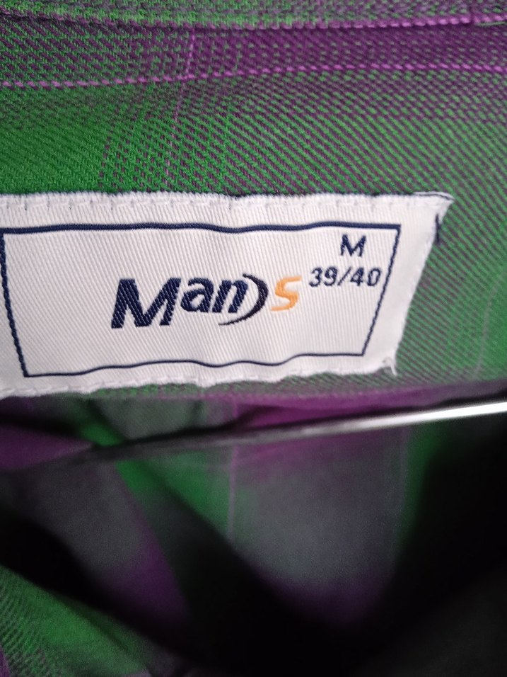 Erkek Mor-Yeşil Batik Desenli Düğmeli Gömlek - Görsel 4