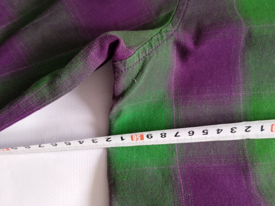 Erkek Mor-Yeşil Batik Desenli Düğmeli Gömlek - Görsel 5