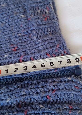 9 Yaş Beden Mavi Yünlü Fermuarlı Süveteri