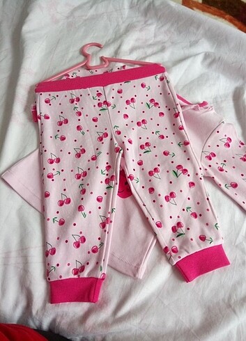 1 Yaş Beden pembe Renk Kız bebek pijama takımı
