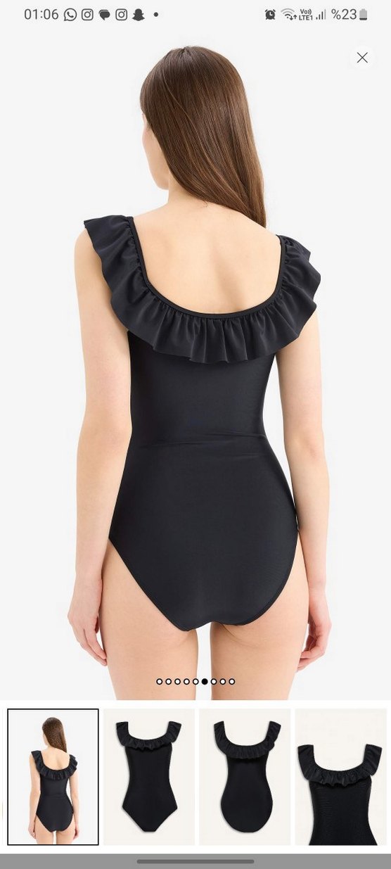 Defacto Siyah Fırfırlı Kadın Mayo - Görsel 2