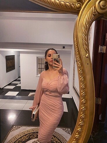 s Beden toz pembe elbise