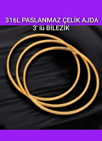 Diğer 316L PASLANMAZ ÇELİK 3LÜ AJDA BİLEZİK