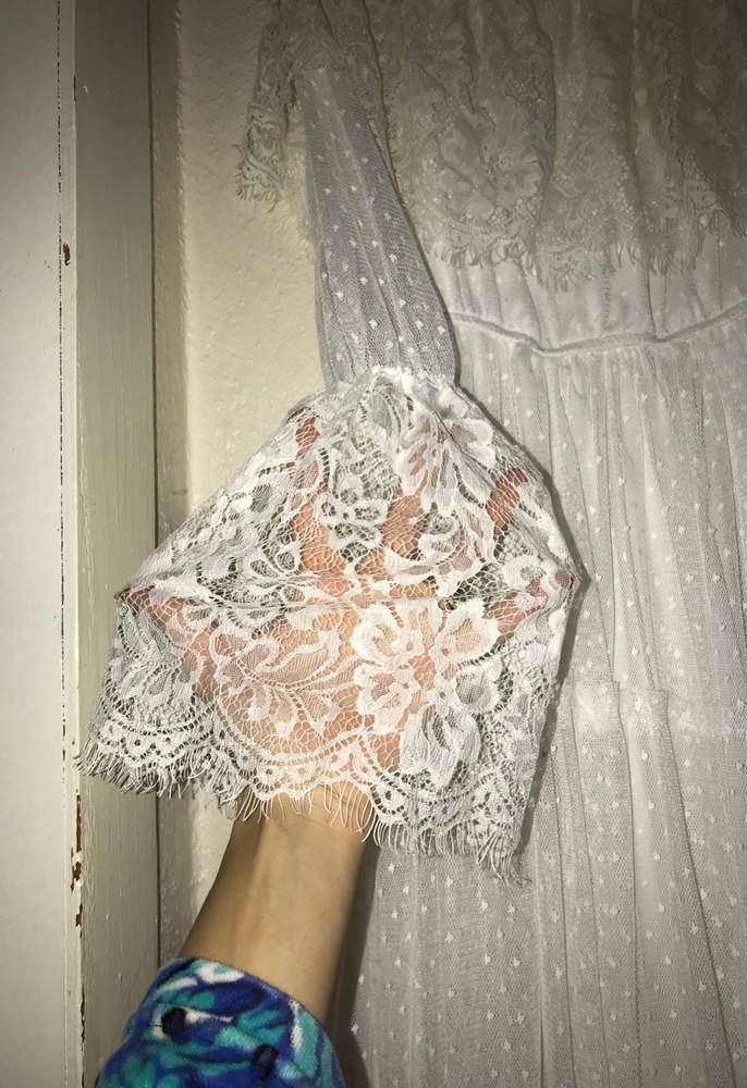 Dantel Detaylı Beyaz Uzun Bohem Elbise - Görsel 4