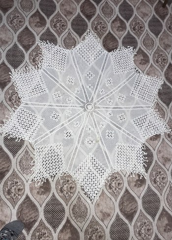 Bohem Tarzı El İşi Beyaz Dantel Masa Örtüsü - Görsel 2