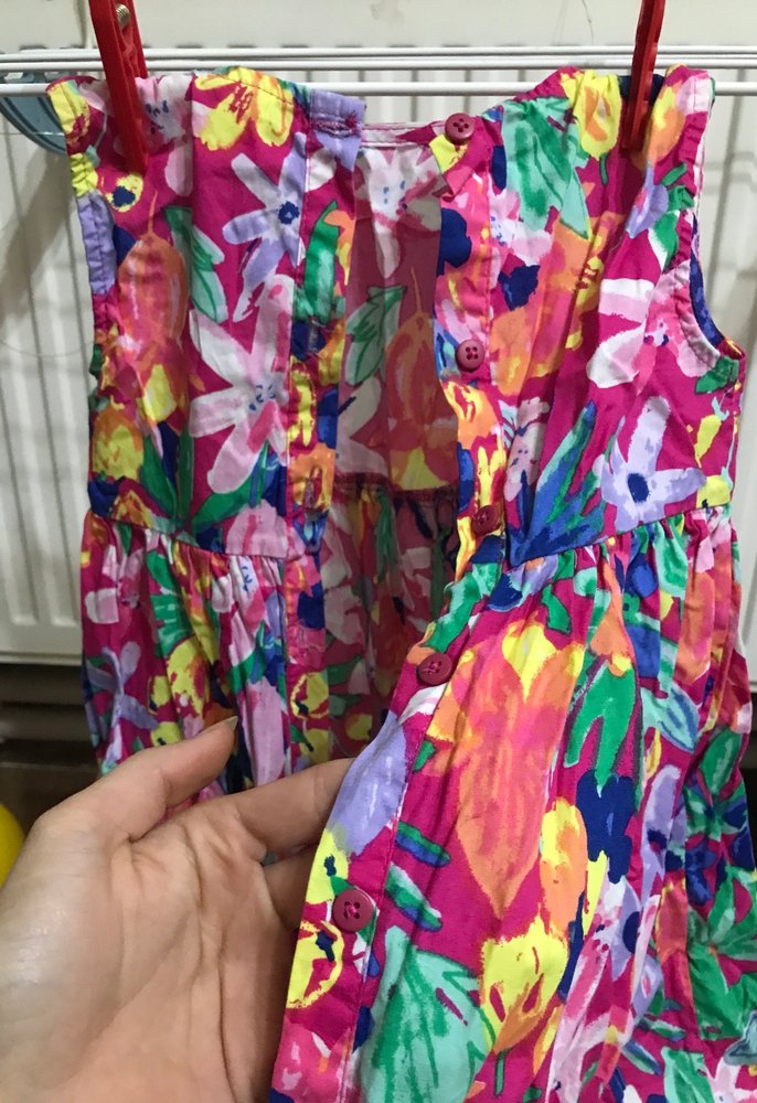 Çok Renkli, Pilili Kız Çocuk Elbisesi - Görsel 3