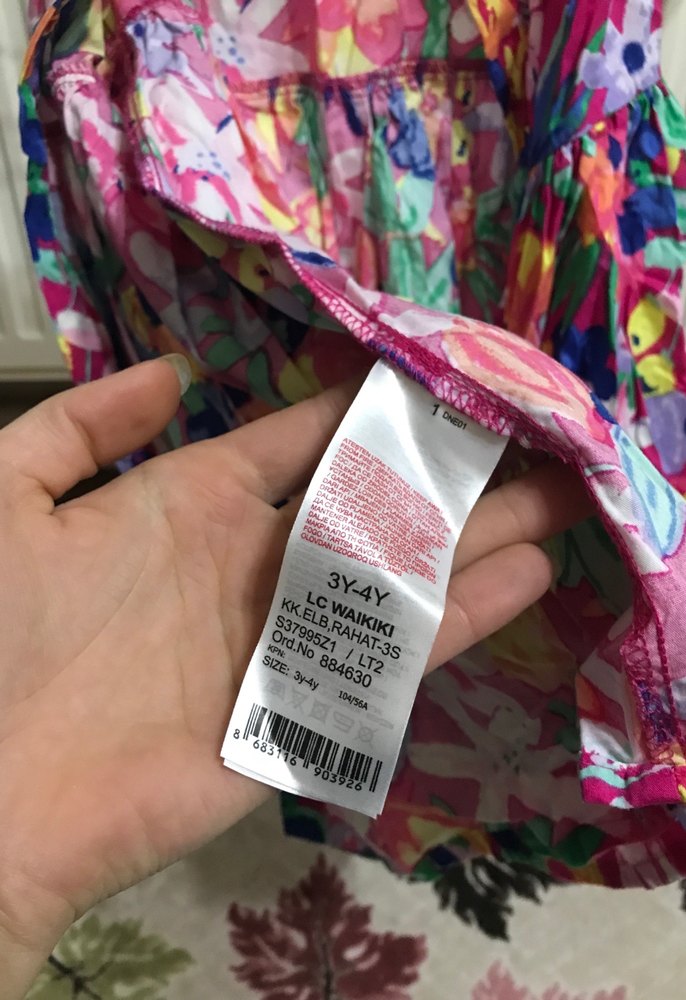 Çok Renkli, Pilili Kız Çocuk Elbisesi - Görsel 2