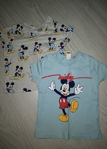 Mickey baskılı ikili tisort 