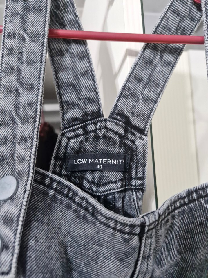 Gri Kot Midi Askılı Tulum - Görsel 4