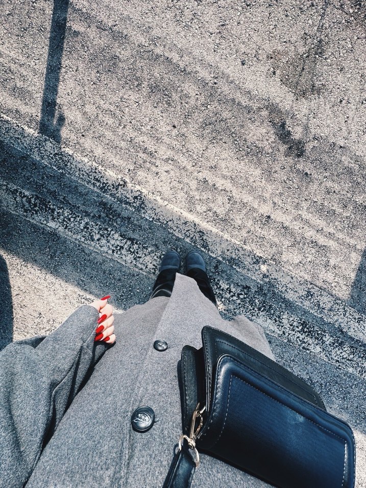 Kemerli Astarlı Gri Balon Kol Kaşe Kaban - Görsel 2