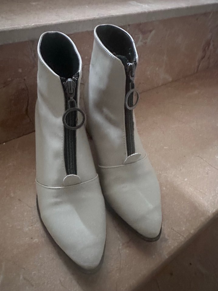 Bej Süet Kadın Bot  Fermuarlı - Görsel 2