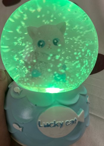 Beyaz Kedi Figürlü Kar Küresi - Görsel 3