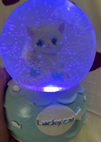 Beyaz Kedi Figürlü Kar Küresi - Görsel 4