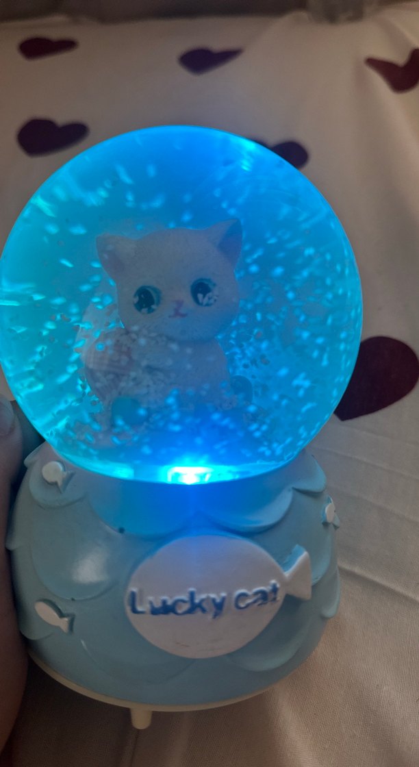 Beyaz Kedi Figürlü Kar Küresi - Görsel 2